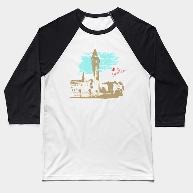 London Souvenir Baseball T-Shirt by Happy Art Designs